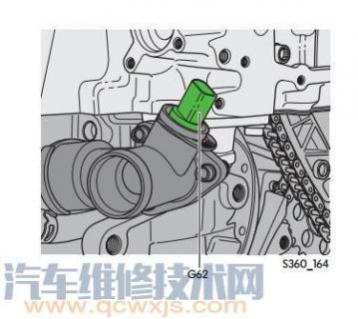 冷却液温度传感器g62在什么位置,冷却液传感器g62在哪里